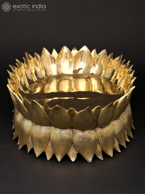 20" Designer Brass Lotus Urli | Home Decor
