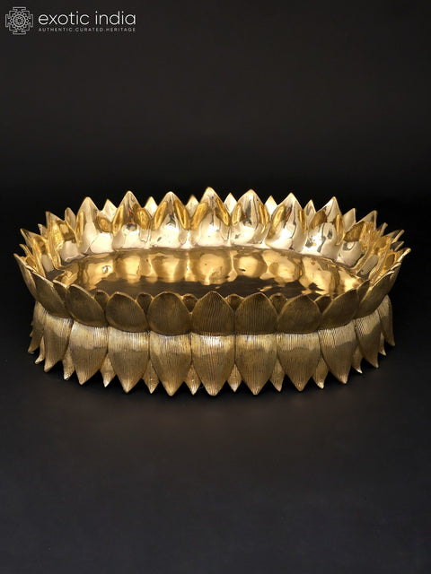 20" Designer Brass Lotus Urli | Home Decor