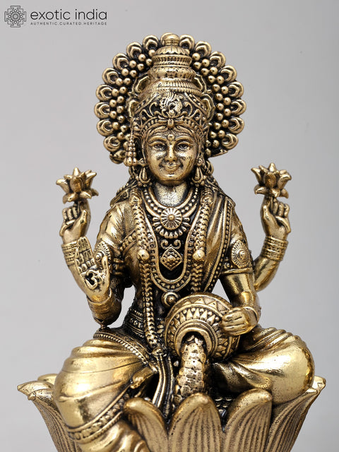 4" Small Brass Superfine Lakshmi - Ganesha Pair