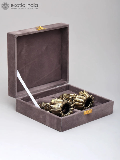 4" Small Brass Superfine Lakshmi - Ganesha Pair | With Gift Box
