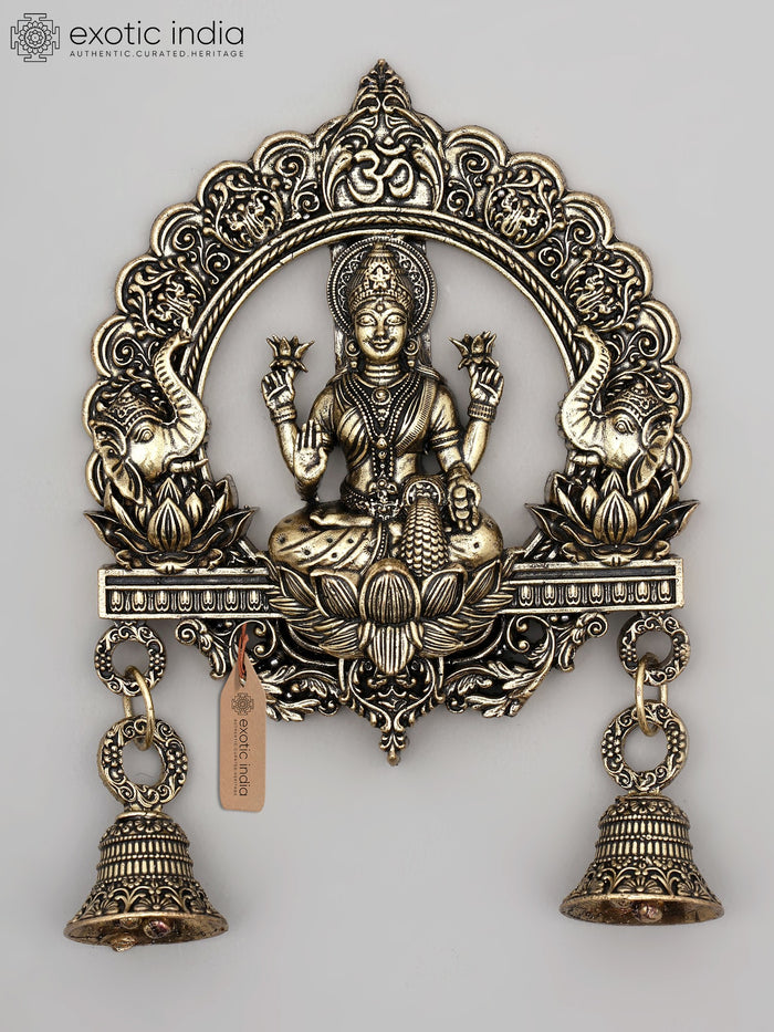 6" Small Superfine Goddess Gajalakshmi Wall Hanging Statue with Bells