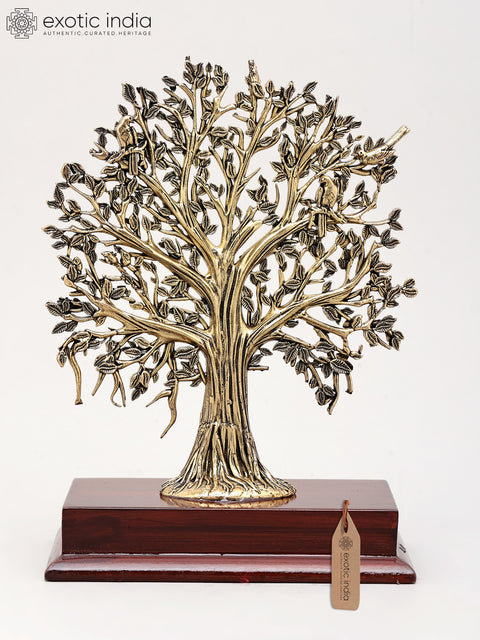 7" Superfine Tree of Life with Wood Base for Home | Brass Statue