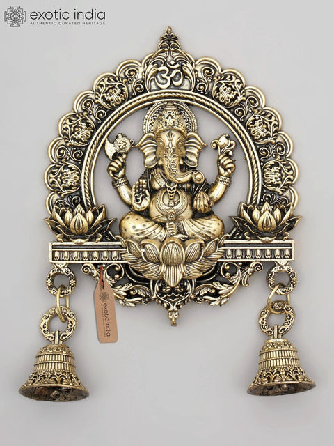 6" Small Superfine Ganesha Lakshmi Saraswati Wall Hanging Bells | Set of Three