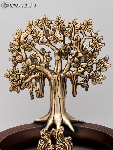 14" Stylish Tree of Life Urli in Brass | Home Decor
