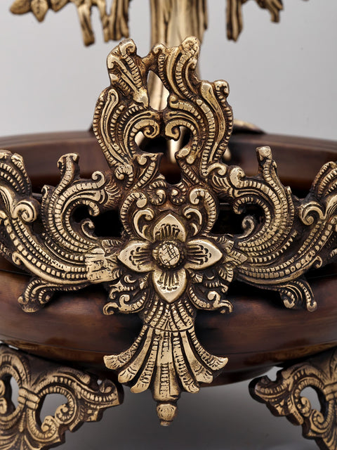 14" Stylish Tree of Life Urli in Brass | Home Decor