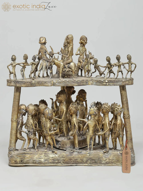 20" Tribal Community Spirit Brass Sculpture