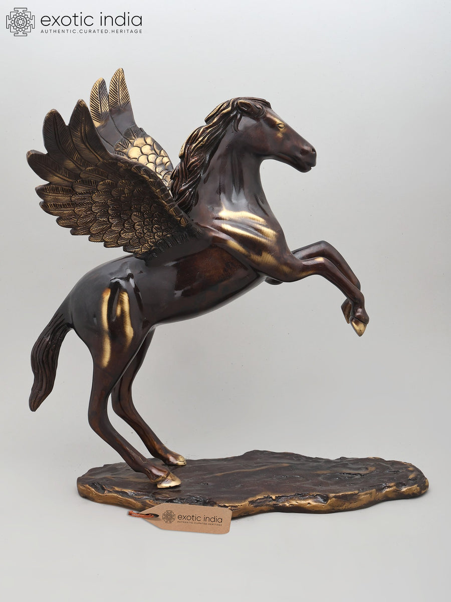 17" Brass Pegasus Statue for Home Decor