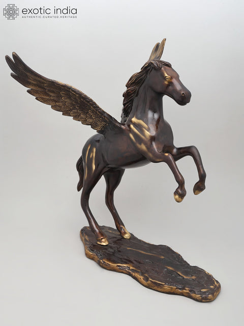 17" Brass Statue of Pegasus - Ready to Fly | Home Decor Item | Made in India