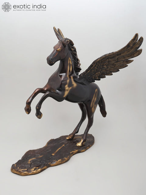 17" Brass Statue of Pegasus - Ready to Fly | Home Decor Item | Made in India