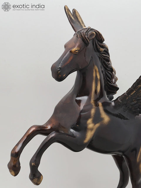 17" Brass Statue of Pegasus - Ready to Fly | Home Decor Item | Made in India