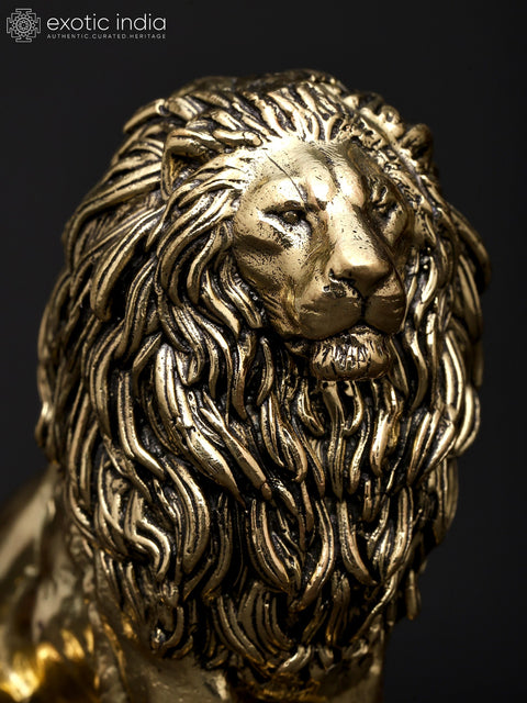 Superfine The Calm Lion in Seated Gesture | Brass Sculpture