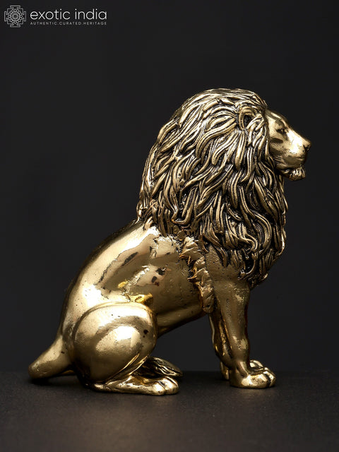 Superfine The Calm Lion in Seated Gesture | Brass Sculpture