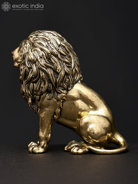 Superfine The Calm Lion in Seated Gesture | Brass Sculpture