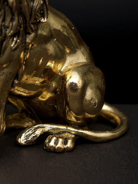 Superfine The Calm Lion in Seated Gesture | Brass Sculpture
