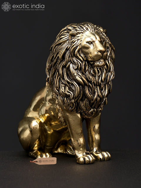 Superfine The Calm Lion in Seated Gesture | Brass Sculpture