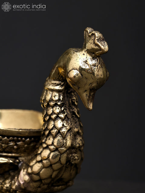 4" Superfine Peacock Oil Lamp with Single Wick in Brass | Made in India