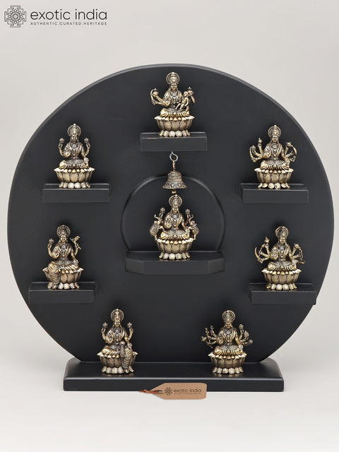 15" Superfine Panel of Ashtalakshmi Seated on Lotus | Brass Idol | Made in India