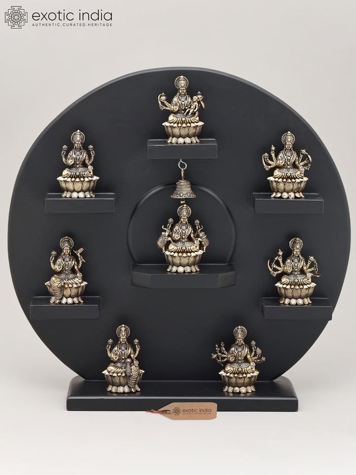 15" Ashtalakshmi Seated on Lotus Brass Wall Panel Idol