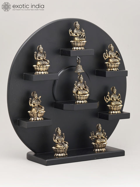 15" Superfine Panel of Ashtalakshmi Seated on Lotus | Brass Idol | Made in India