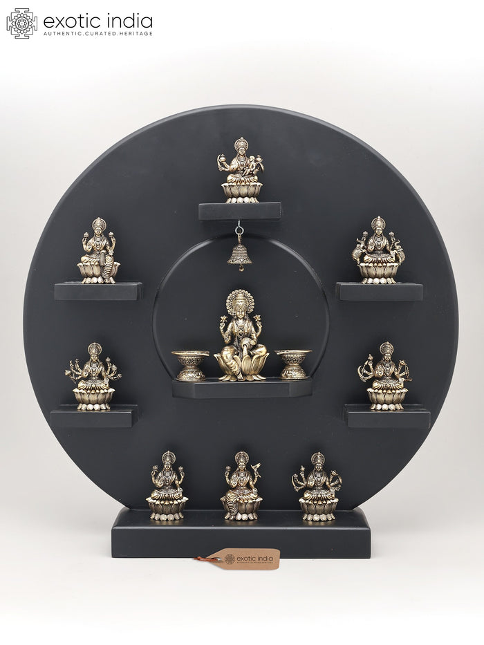20" Ashtalakshmi Brass Wall Panel Idol with Oil Lamp