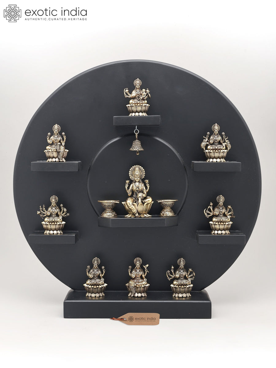 20" Ashtalakshmi Brass Wall Panel Idol with Oil Lamp