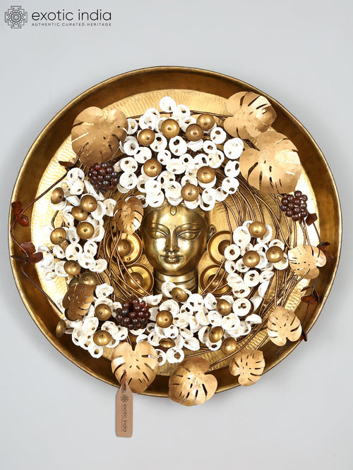 34" Large Blooming Nature Brass Wall Hanging for Home Decor