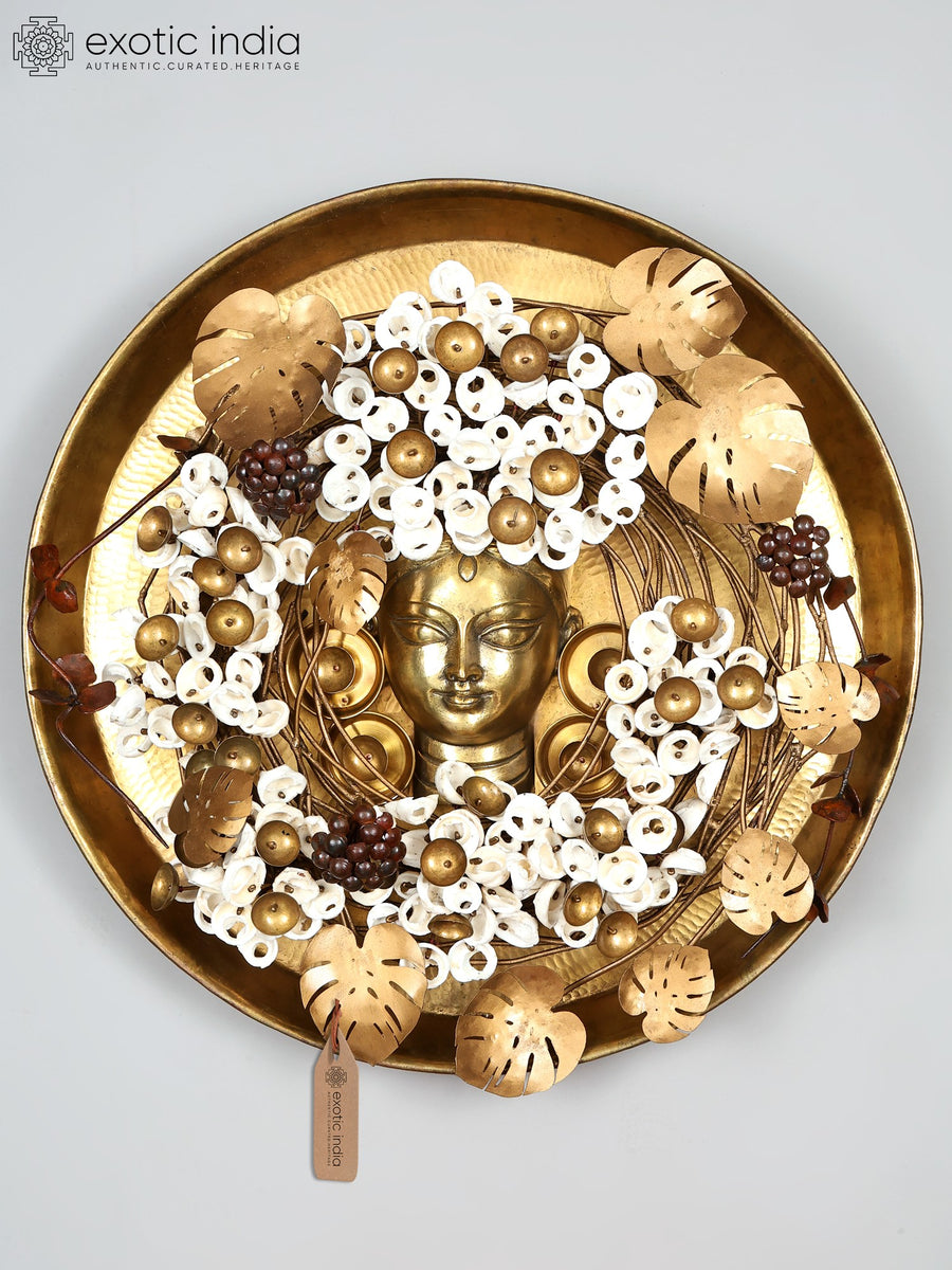 34" Large Blooming Nature Brass Wall Hanging for Home Decor