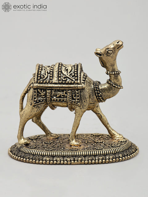 Superfine The Royal Camel Standing on Base | Brass Statue | Made in India