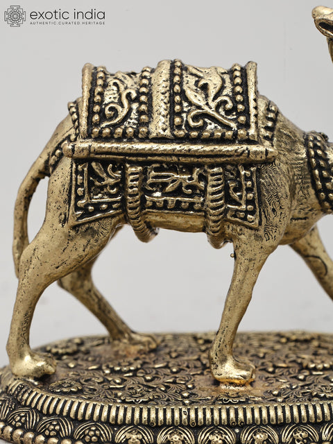 Superfine The Royal Camel Standing on Base | Brass Statue | Made in India