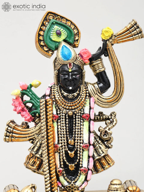 4" Small Shrinathji - The Divine Form of Lord Krishna | Brass Statue