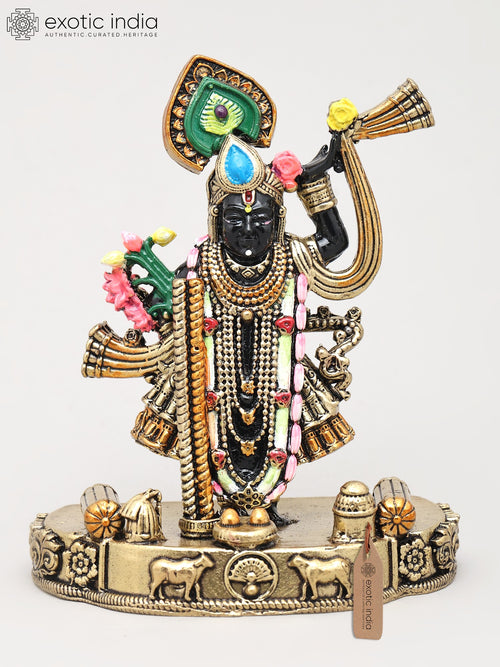 4" Shrinathji Lord Krishna Handmade Brass Statue