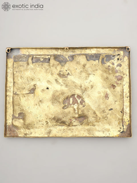 16" Village View of Tribal Social Life | Brass Wall Hanging