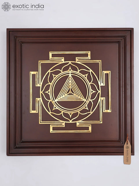 23" Mahakali Yantra - Provides A Shield Against Evil Forces, Black Magic and Negative Energies | Brass Yantra on Wood Frame | Wall Hanging
