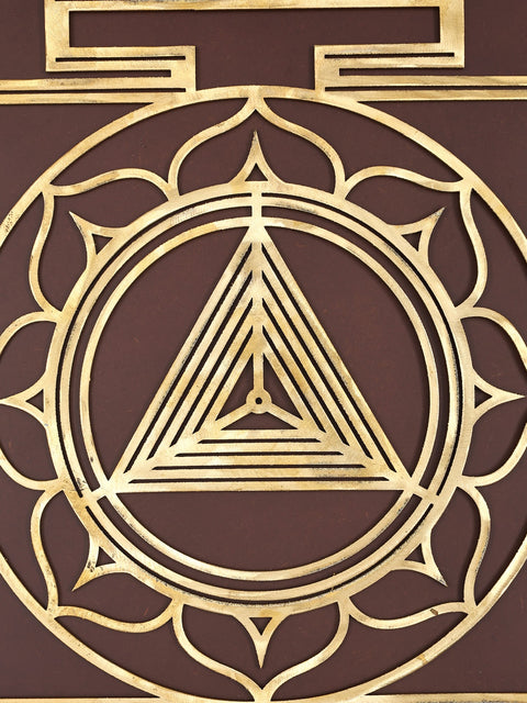 23" Mahakali Yantra - Provides A Shield Against Evil Forces, Black Magic and Negative Energies | Brass Yantra on Wood Frame | Wall Hanging