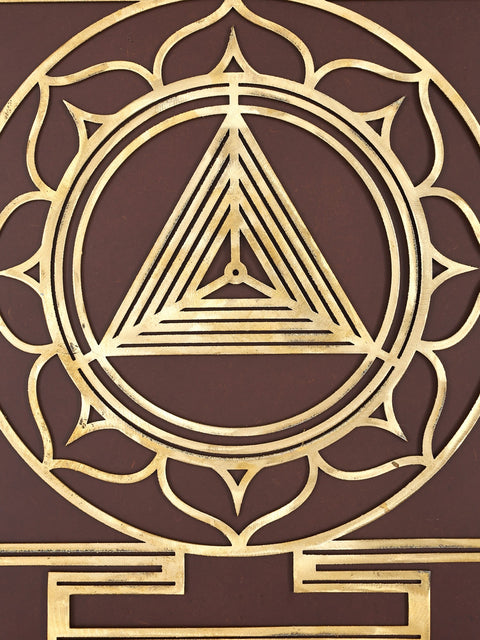 23" Mahakali Yantra - Provides A Shield Against Evil Forces, Black Magic and Negative Energies | Brass Yantra on Wood Frame | Wall Hanging
