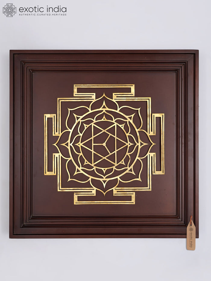 23" Bhuvaneshwari Yantra Brass Wall Hanging for Success and Abundance