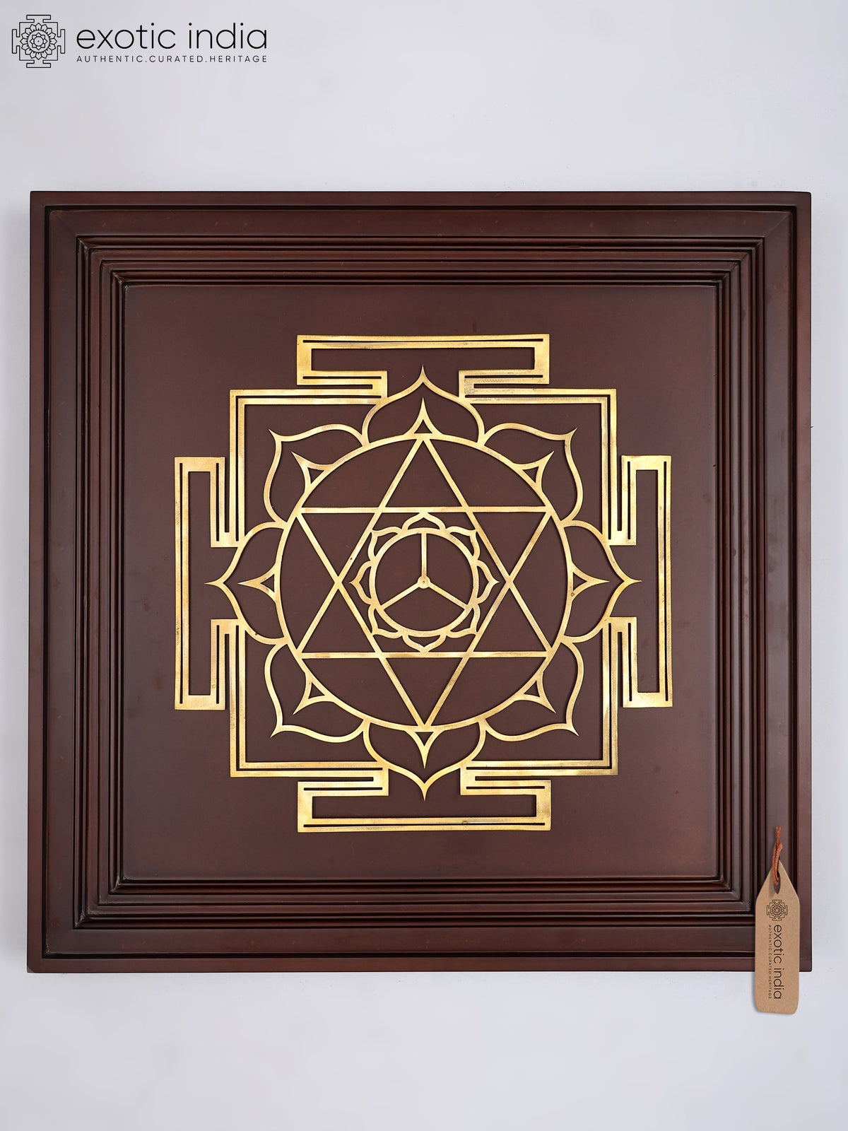 23" Kamalatmika Yantra Brass Wall Hanging for Wealth and Good Fortune