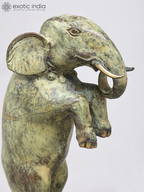 12" Pair of Dancing Elephant and Bowing Bull | Table Decor | Brass Statues