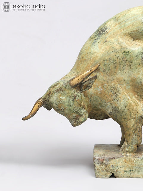 12" Pair of Dancing Elephant and Bowing Bull | Table Decor | Brass Statues