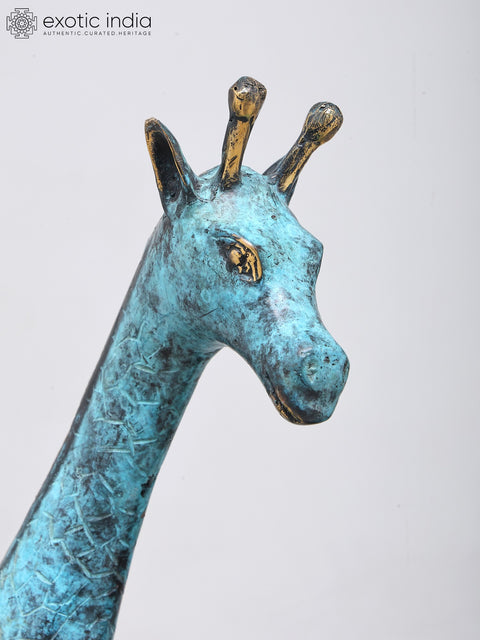 15" Pair of Giraffes | Home Decor | Decorative Brass Statues