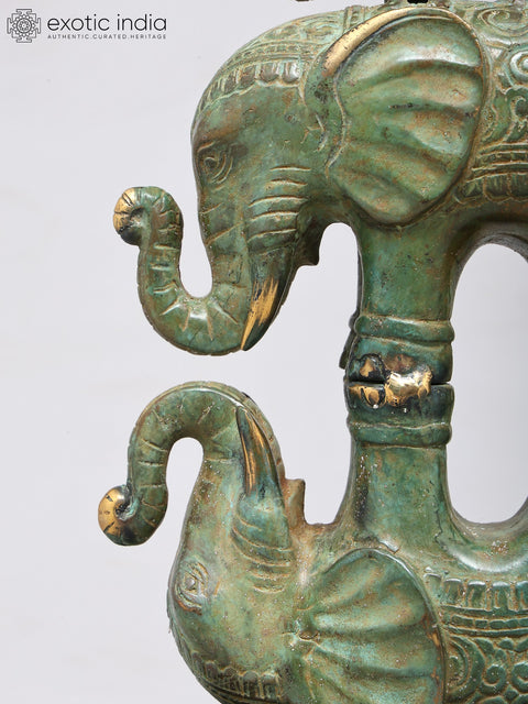 11" The Balancing Trio - Graceful Elephant Family | Decorative Brass Statue
