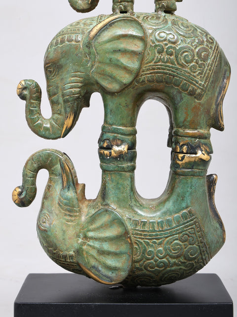 11" The Balancing Trio - Graceful Elephant Family | Decorative Brass Statue
