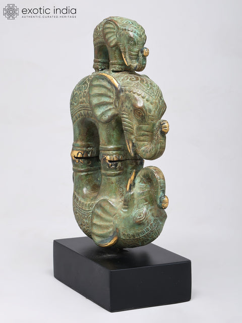 11" The Balancing Trio - Graceful Elephant Family | Decorative Brass Statue