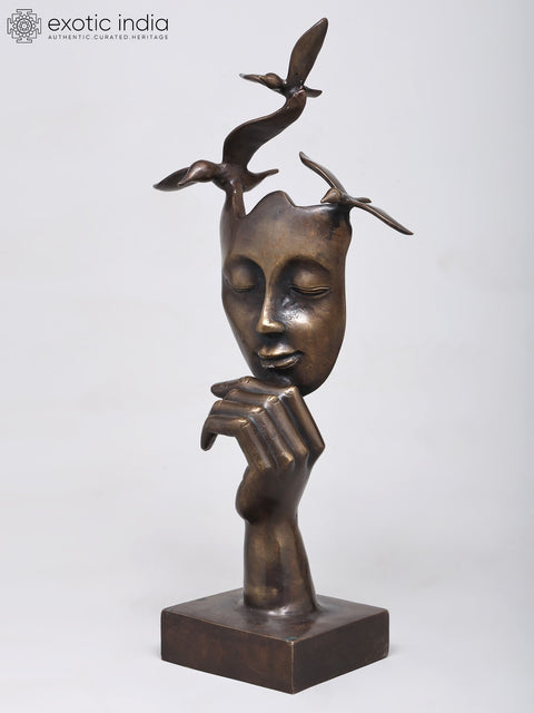 Wings of Her Wisdom | Decorative Modern Art Brass Statue | Home Decor