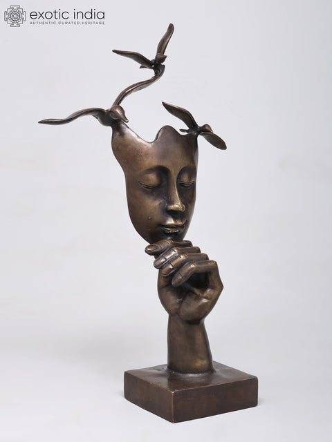 Wings of Her Wisdom | Decorative Modern Art Brass Statue | Home Decor