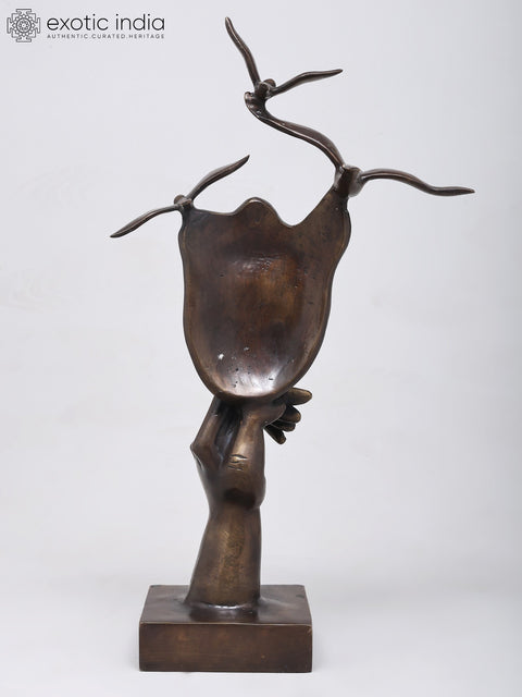 Wings of Her Wisdom | Decorative Modern Art Brass Statue | Home Decor