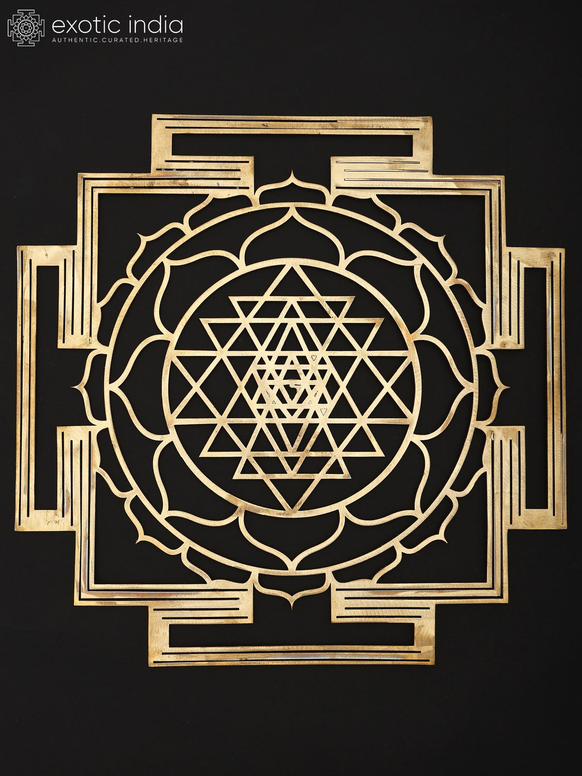 15" Brass Tripura Sundari Yantra Wall Hanging for Spiritual Growth