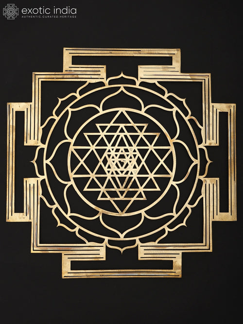 15" Brass Tripura Sundari Yantra Wall Hanging for Spiritual Growth