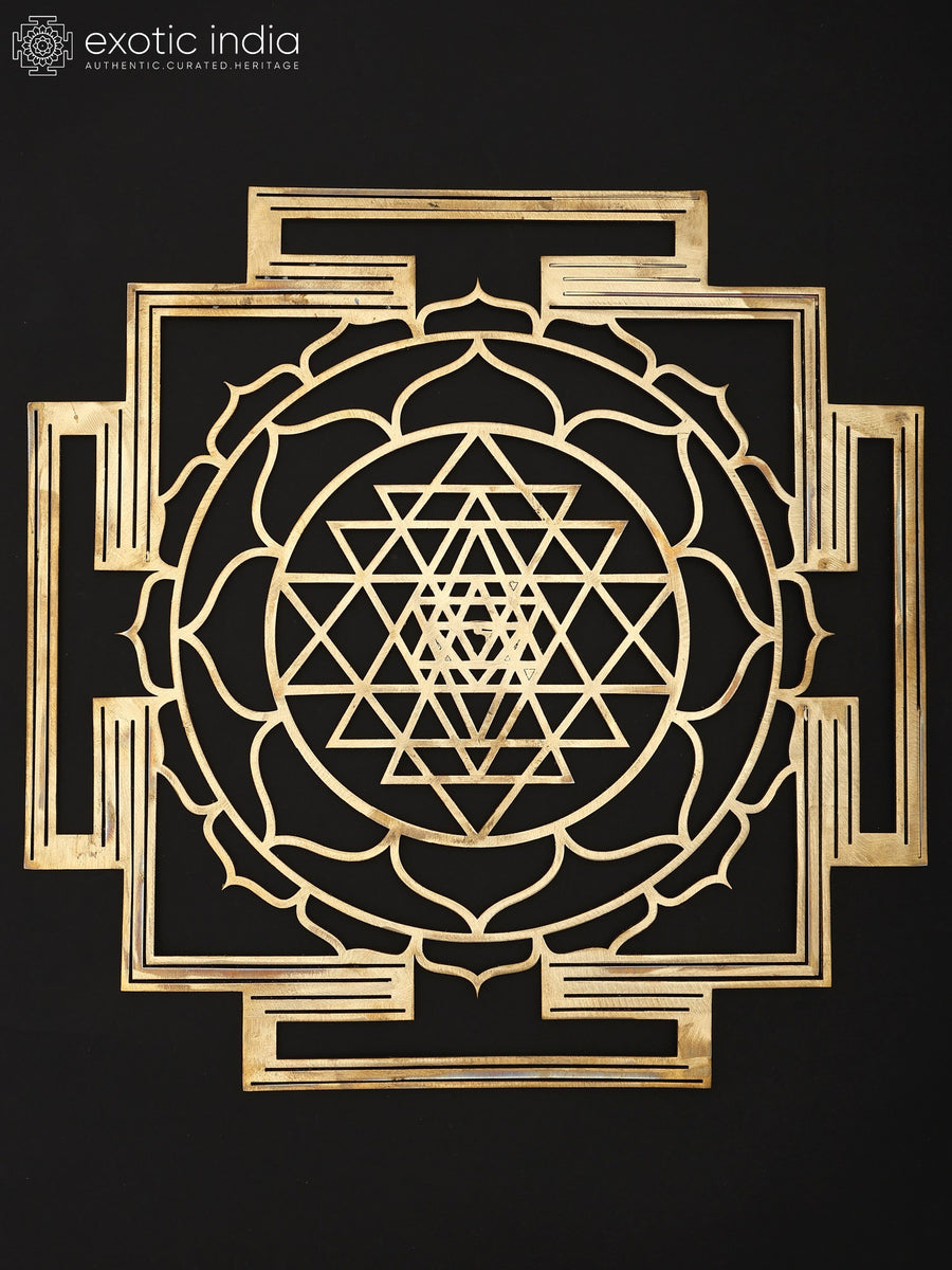 15" Brass Tripura Sundari Yantra Wall Hanging for Spiritual Growth