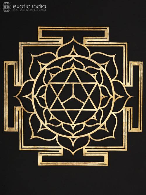 15" Bhuvaneshwari Yantra Brass Wall Hanging for Pooja